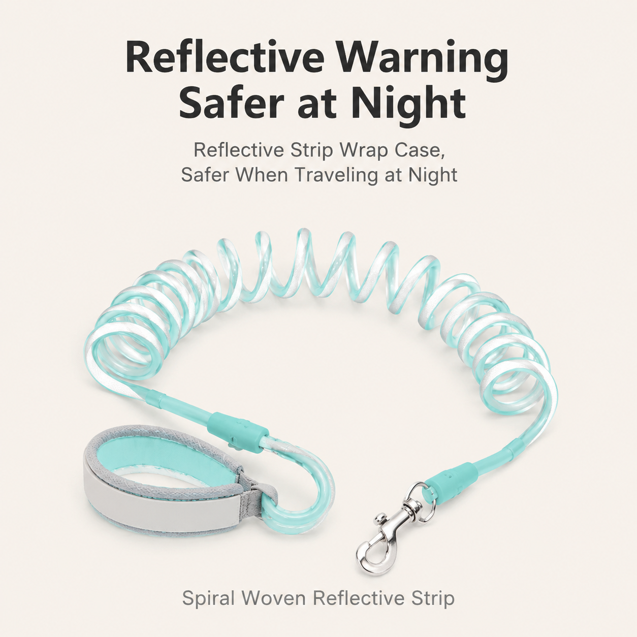 Spring-loaded dog leash, retractable pet leash, wristband-style retractable, with reflective strips, steel wire wrapped in PU