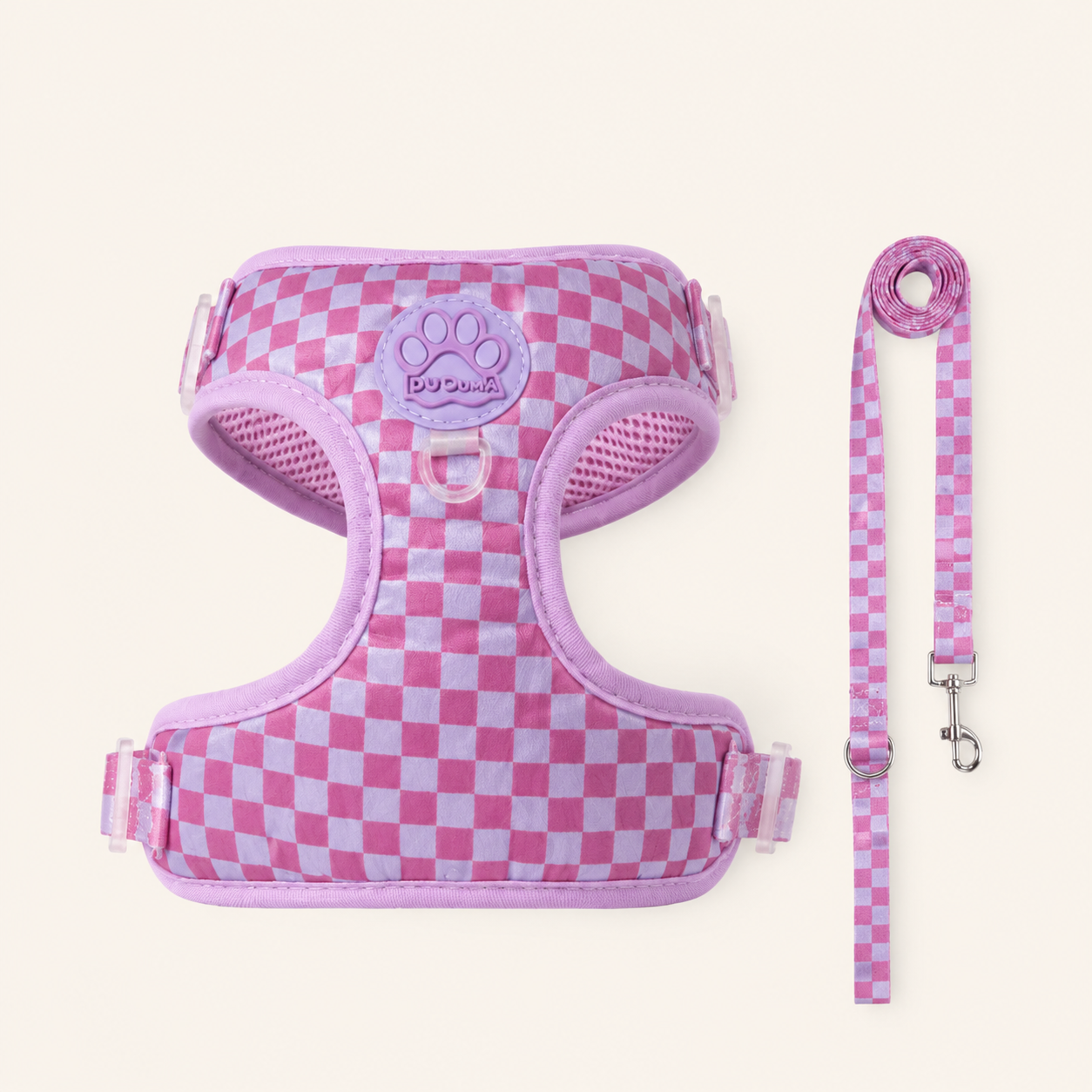 Retro Checkered Dog Harness and Leash Set