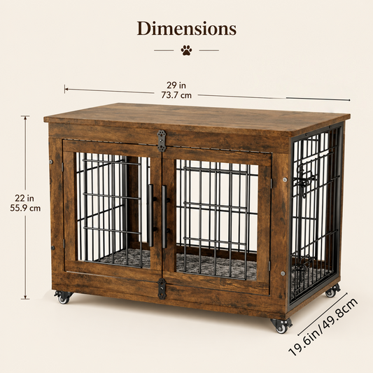 Dog crate, double doors, with storage space on top
