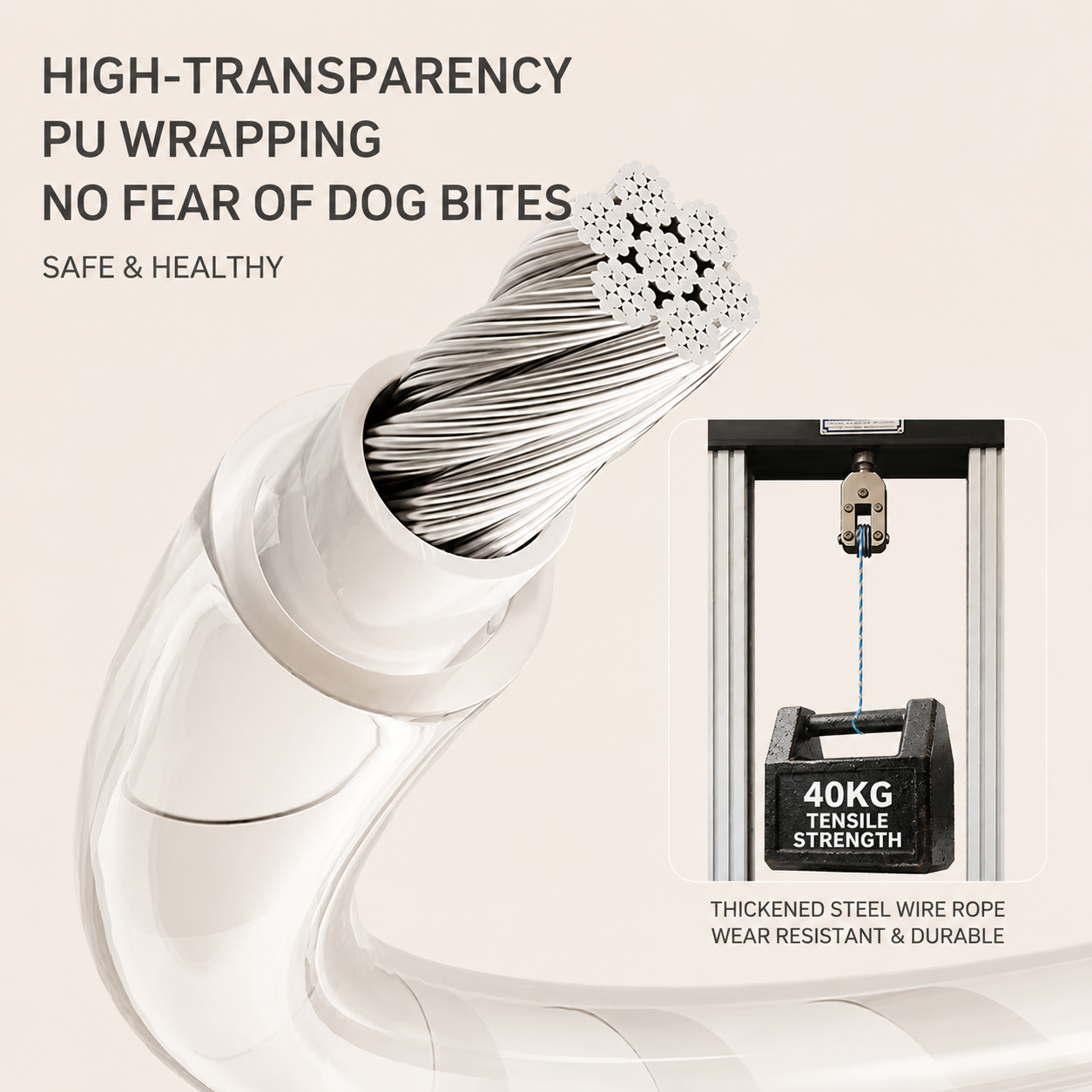 Spring-loaded dog leash, retractable pet leash, wristband-style retractable, with reflective strips, steel wire wrapped in PU