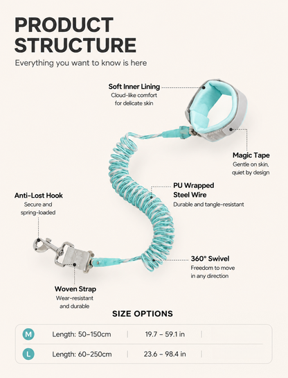 Spring-loaded dog leash, retractable pet leash, wristband-style retractable, with reflective strips, steel wire wrapped in PU