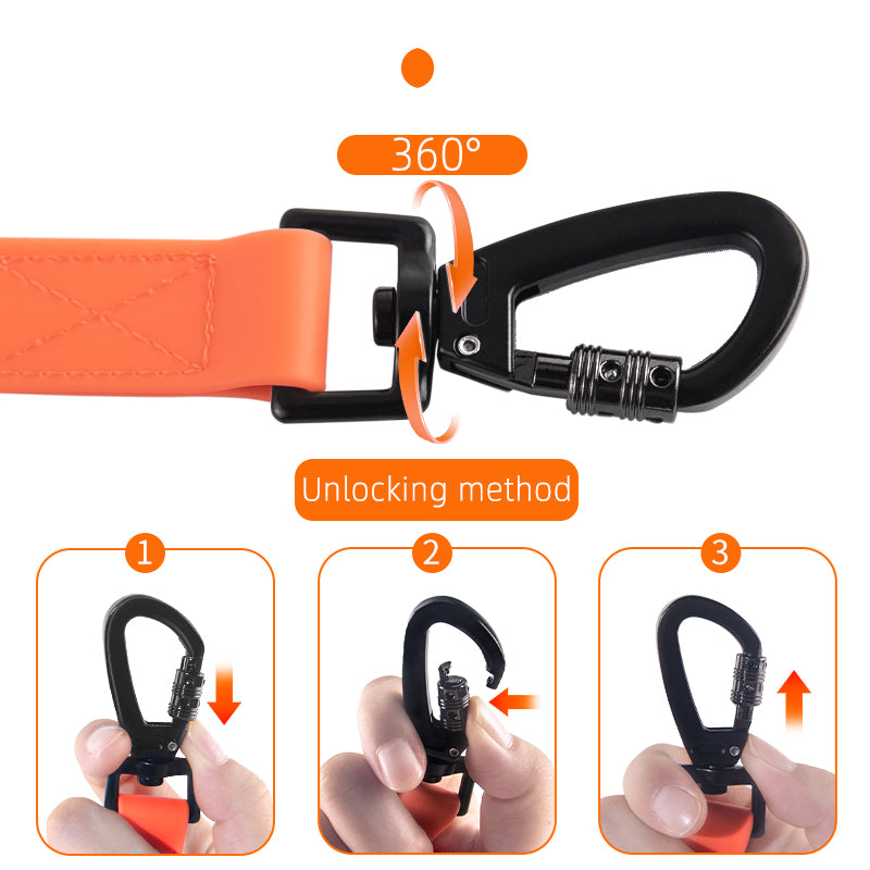 Laisse pour animal de compagnie en PVC étanche lavable – Anneau en D d'escalade Conception anti-évasion