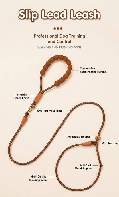 Competition-grade P-chains, P-leashes, dog leashes, nylon leashes, anti-snap leashes