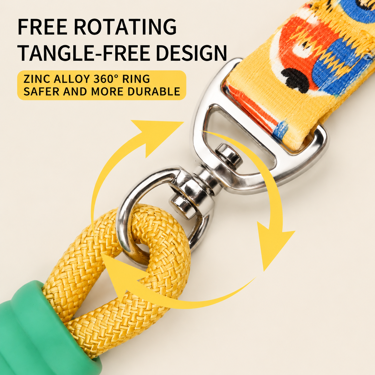 Printed P Rope Pet Dog Leash – Anti-Bold Pulling / Anti-Rushing, Fits All Dog Breeds.