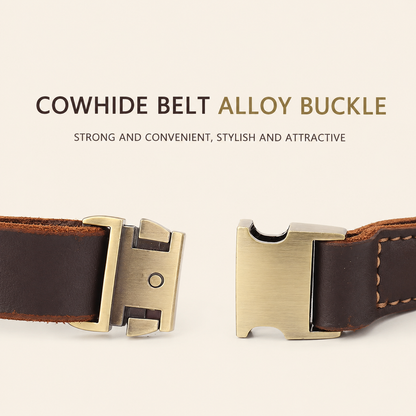 Cowhide Leather Dog Collar – Vintage Look, for All Breeds of Dogs.