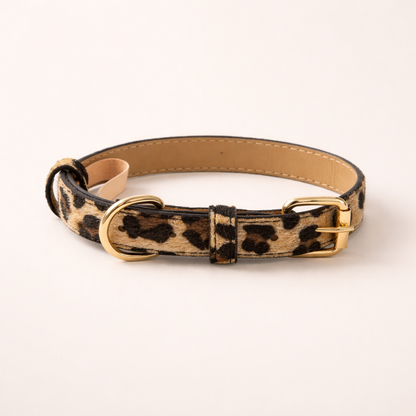 PU Leather Pet Collar, Leopard/Snake Print Design
