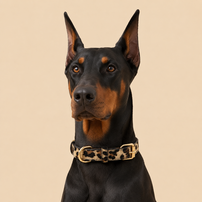 PU Leather Pet Collar, Leopard/Snake Print Design