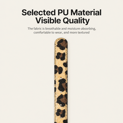 PU Leather Pet Collar, Leopard/Snake Print Design