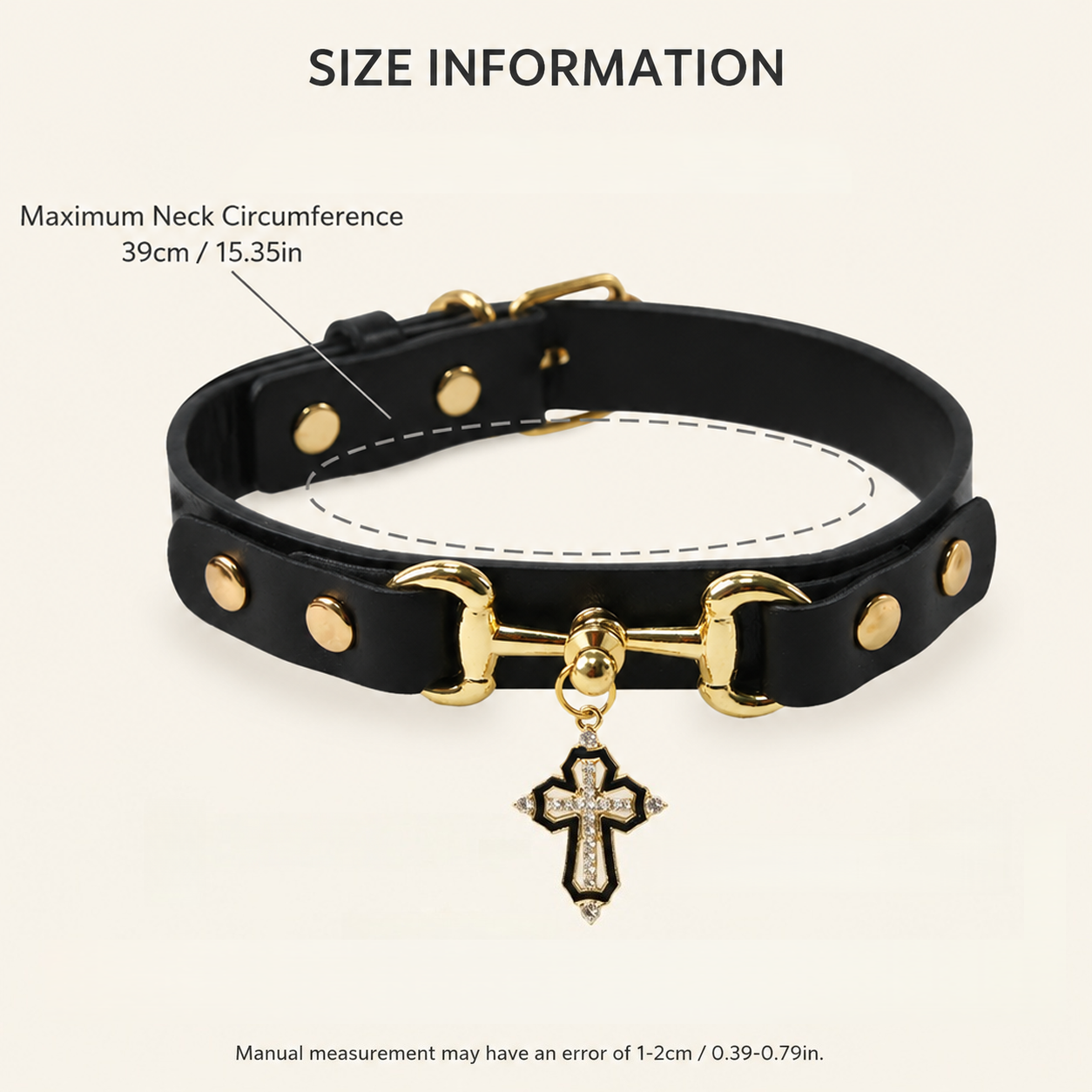 Gothic Cross Dog Collar – Black Leather Pendant Necklace for Small Medium Dogs, Religious Christian Pet Supplies，Punk Rock Dog Collar