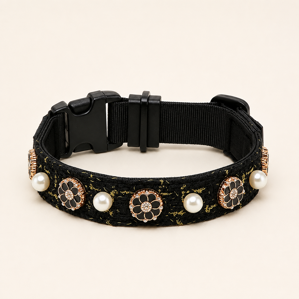 Pearl-embellished dog collar | Camellia-embellished collar, suitable for all dog breeds and cats