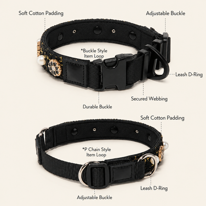 Pearl-embellished dog collar | Camellia-embellished collar, suitable for all dog breeds and cats