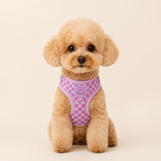 Retro Checkered Dog Harness and Leash Set