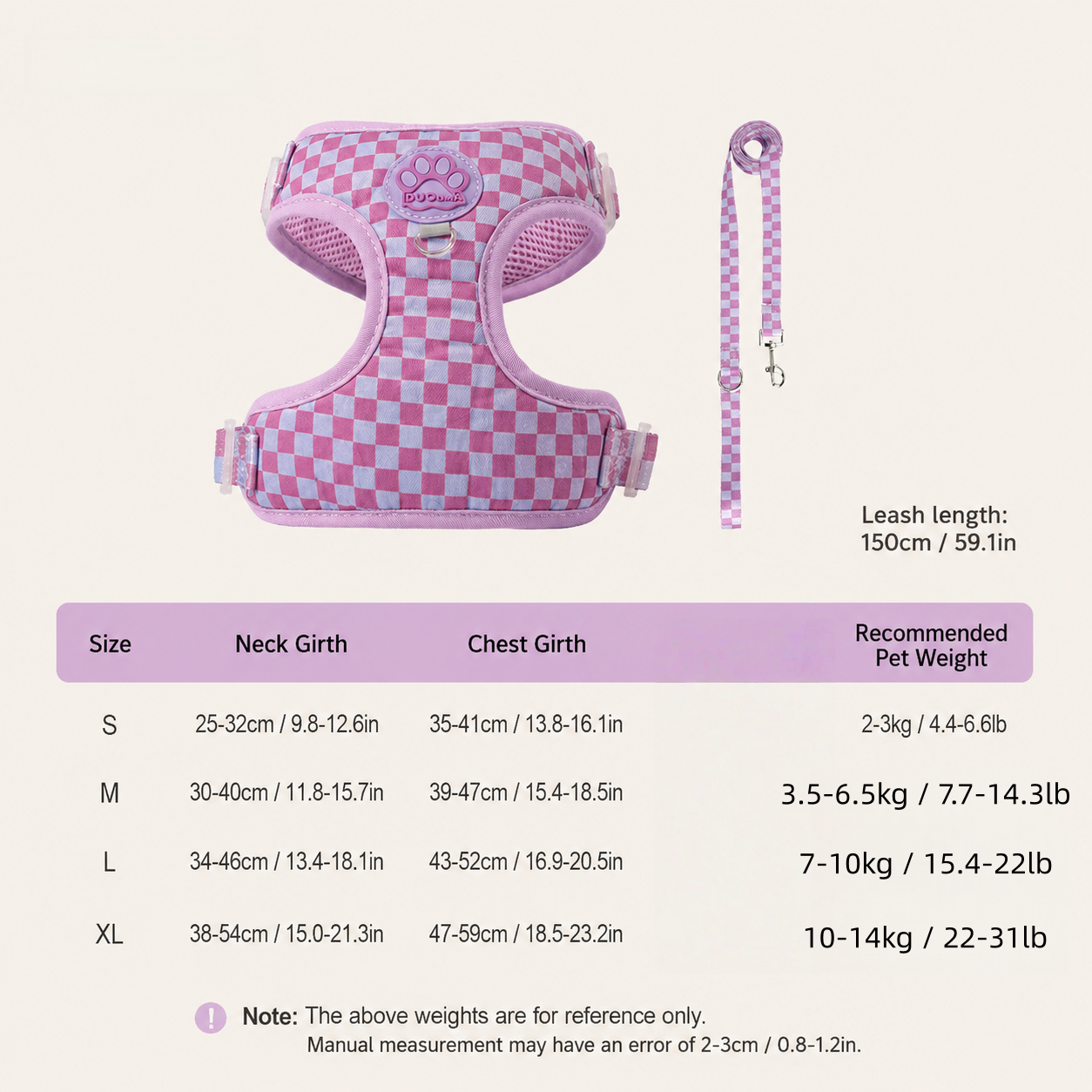 Retro Checkered Dog Harness and Leash Set