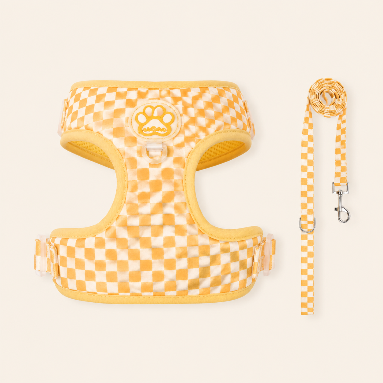 Retro Checkered Dog Harness and Leash Set