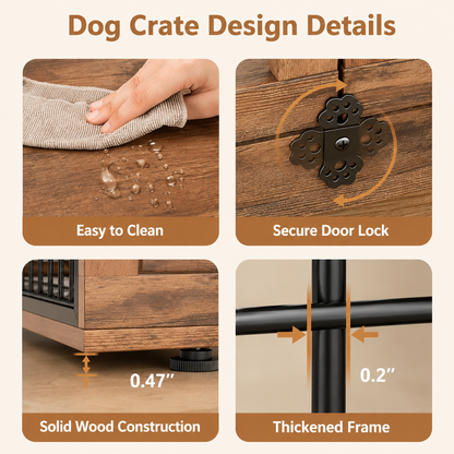 Dog crate, double doors, with storage space on top