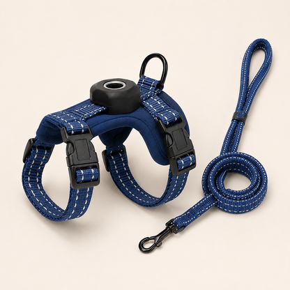 Chest and Back Harness Leash Set with Positioning Protective Case