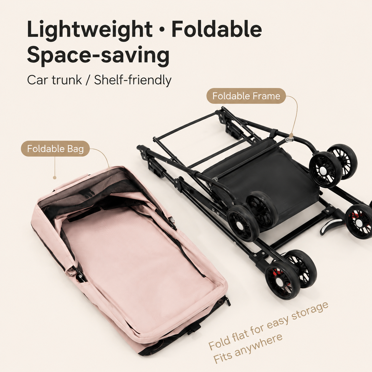 Foldable Pet Stroller—Suitable for Small Dogs and All Cats