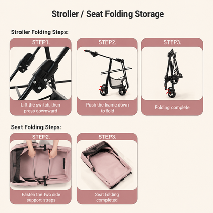 Foldable Pet Stroller—Suitable for Small Dogs and All Cats