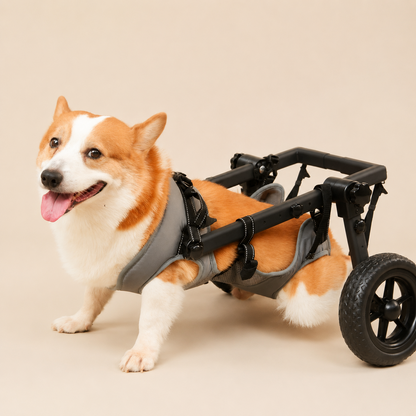 All Terrain Adjustable Pet Wheelchair - Suitable for Small Medium Large Dogs, Disabled Dog Walker Push Cart for Back Leg Injury Arthritis Recovery
