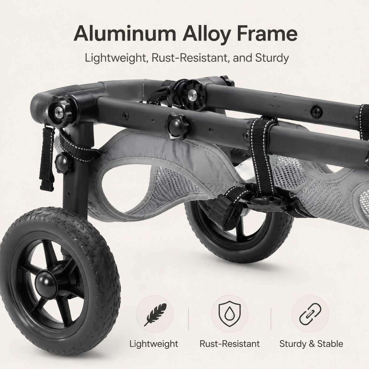 All Terrain Adjustable Pet Wheelchair - Suitable for Small Medium Large Dogs, Disabled Dog Walker Push Cart for Back Leg Injury Arthritis Recovery