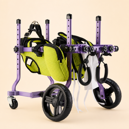 Four-Wheel Dog Wheelchair—For Paralysis, Disabilities, Rehabilitation, Training, and Mobility Assistance