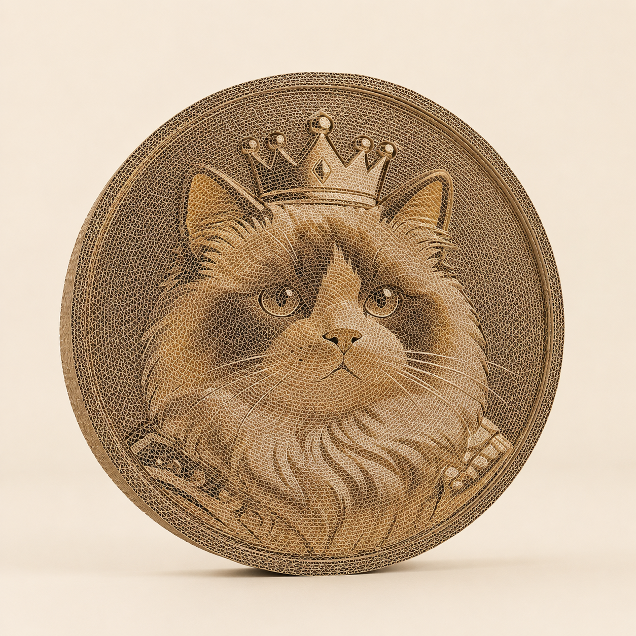 Record-themed cat scratcher, rotates 360 degrees, scratch-resistant and doesn't shed particles